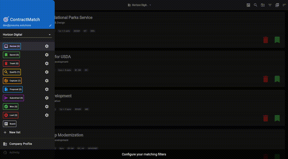 Configure your matching profile demo